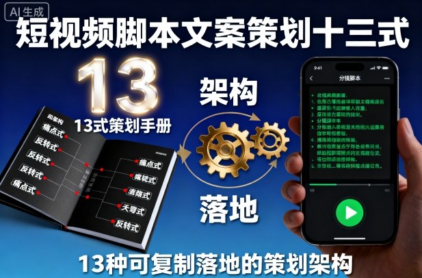 短视频脚本文案策划十三式，13种可复制落地的策划架构-轻创网