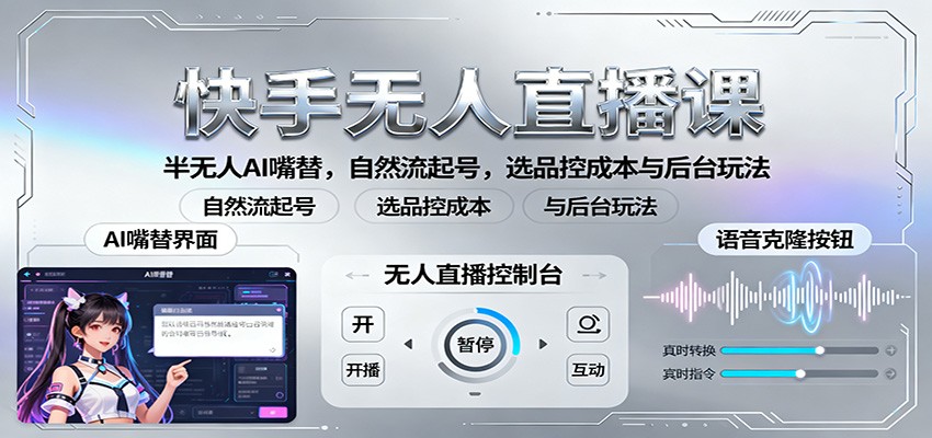 图片[1]-快手无人直播课：半无人AI嘴替，自然流起号，选品控成本与后台玩法-轻创网