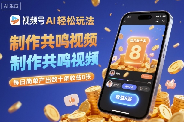 视频号AI轻松玩法,制作共鸣视频,每日简单产出数十条收益8张-轻创网