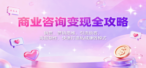 商业咨询变现全攻略：销售、营销思维，引流锁客，海报制作，快速打造私域赚钱模式-轻创网