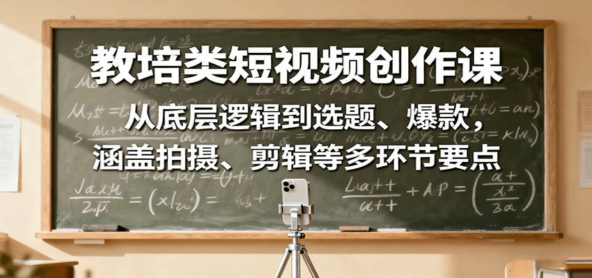 教培类短视频创作课：从底层逻辑到选题、爆款，涵盖拍摄、剪辑等多环节要点-轻创网