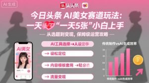 今日头条AI美女赛道玩法，一天轻松5张，小白轻松上手-轻创网