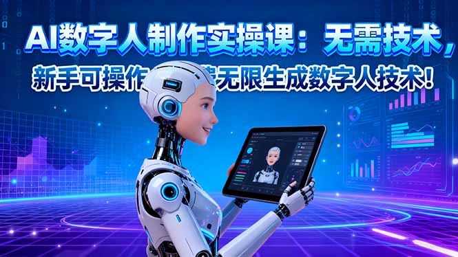 AI数字人制作实操课:无需技术,新手可操作,免费无限生成数字人技术!-轻创网
