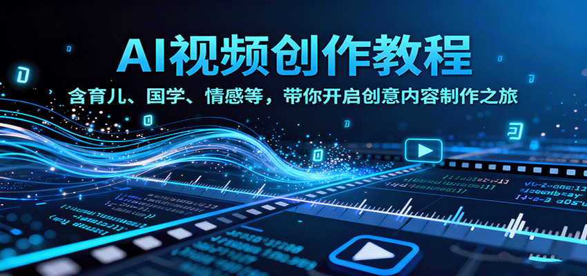 AI视频创富课，含育儿、国学、情感等，带你开启创意内容制作之旅-轻创网