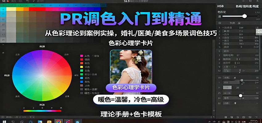 图片[1]-PR调色入门到精通：从色彩理论到案例实操，婚礼/医美/美食多场景调色技巧-轻创网