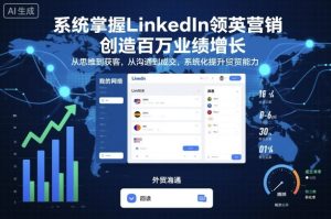 系统掌握LinkedIn领英营销，创造百万业绩增长，从思维到获客，从沟通到成交，系统化提升外贸能力-轻创网