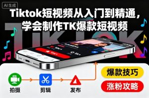 Tiktok短视频从入门到精通，学会制作TK爆款短视频-轻创网