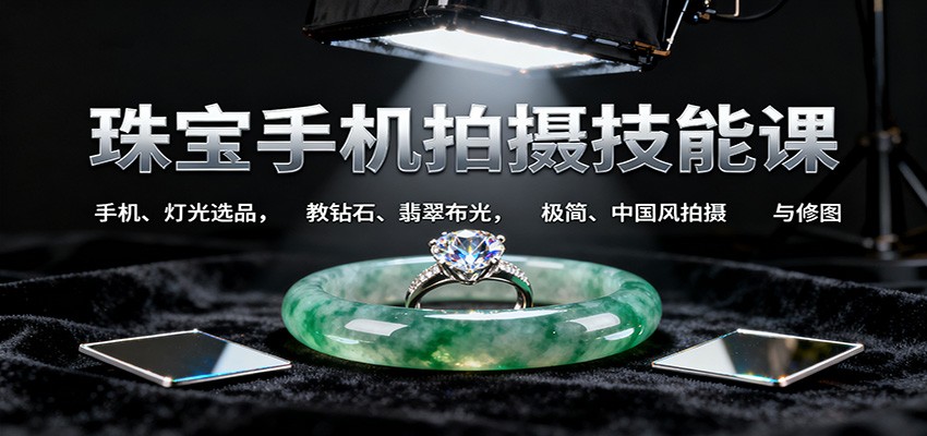 珠宝手机拍摄技能课:手机、 灯光选品,教钻石、翡翠布光,极简、中国风拍摄与修图-轻创网