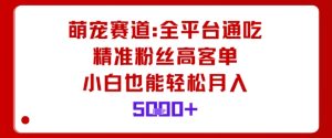 萌宠赛道，全平台通吃，精准粉丝高客单，小白也能轻松月入5k-轻创网