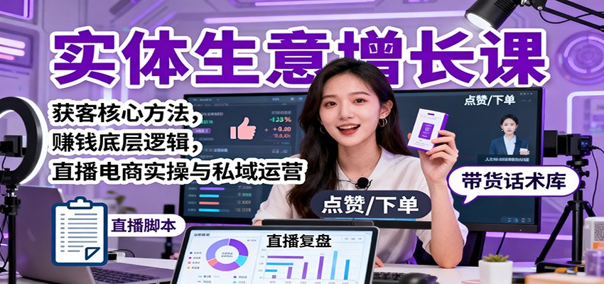实体生意增长课:获客核心方法,赚钱底层逻辑,直播电商实操与私域运营-轻创网