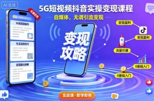5G短视频抖音实操变现课程，自媒体，无谓引流变现-轻创网