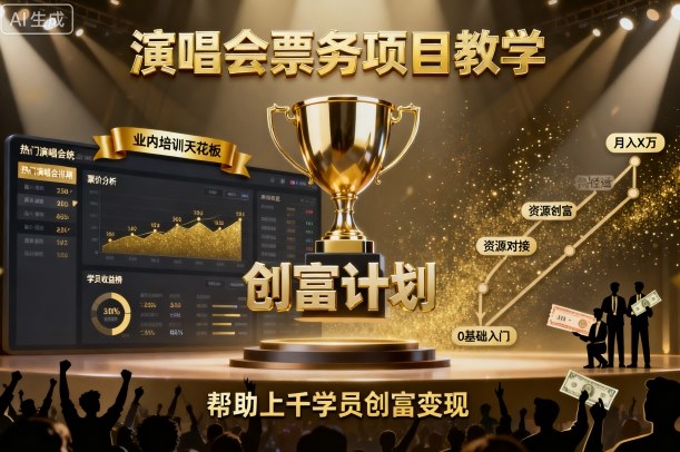 演唱会票务项目教学，业内培训天花板，帮助上千学员创富变现-轻创网
