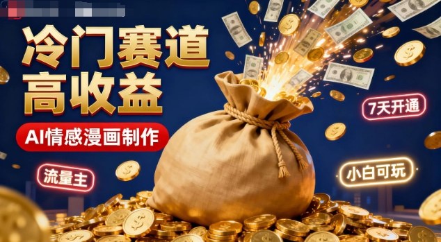 公众号冷门赛道,用AI做情感漫画,7天开通流量主,操作简单,小白可玩-轻创网