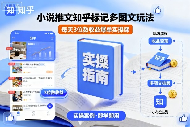 小说推文知乎标记多图文玩法，每天3位数收益爆单实操课-轻创网