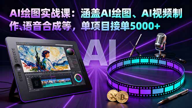 AI绘图实战课：涵盖AI绘图、AI视频制作、语音合成等，单项目接单5000+-轻创网