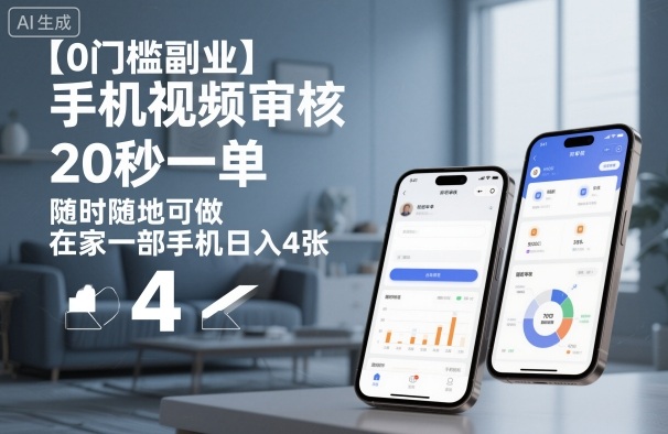 【0门槛副业】手机视频审核，20秒一单，随时随地可做，在家一部手机日入4张【揭秘】-轻创网