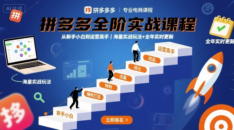 拼多多全阶实战课程,从新手小白到运营高手,海量实战玩法+全年实时更新【2025年10月更新】-轻创网