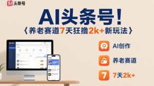 AI头条号，7天狂撸2k+，做养老赛道，新风口新玩法-轻创网
