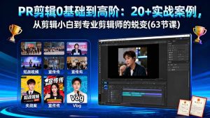 PR剪辑0基础到高阶：20+实战案例，从剪辑小白到专业剪辑师的蜕变(63节课-轻创网