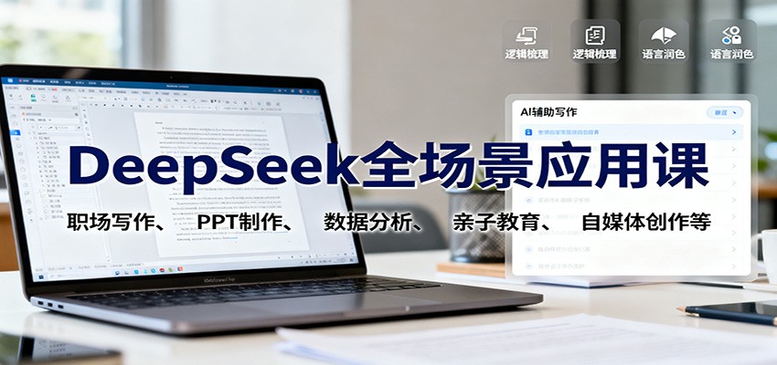 DeepSeek全场景应用课:职场写作、 PPT制作、数据分析、亲子教育、自媒体创作等-轻创网