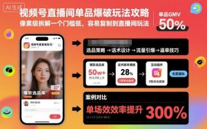 视频号直播间单品爆破玩法攻略，像素级拆解一个门槛低，容易复制到直播间玩法-轻创网