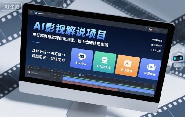 AI影视解说项目，电影解说爆款制作全流程，新手也能快速掌握-轻创网