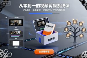 从零到一的视频剪辑系统课，从0基础--系统掌握--实战进阶，学拍视频剪辑-轻创网