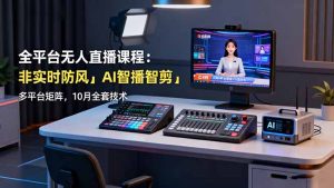 全平台无人直播课程：非实时防风＋AI智播智剪＋多平台矩阵，10月全套技术-轻创网