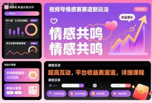 视频号情感赛道新玩法，超高互动，平台收益美滋滋，详细课程-轻创网