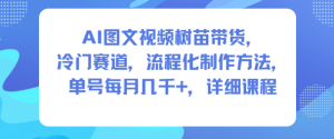 AI图文视频树苗带货，冷门赛道，流程化制作方法，单号每月几K，详细课程-轻创网