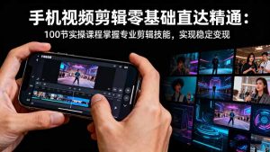 手机视频剪辑零基础直达精通：100节实操课程掌握专业剪辑技能，实现稳...-轻创网