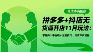 拼多多+抖店无货源开店11月玩法:掌握两大平台核心运营技巧,低成本高回报-轻创网