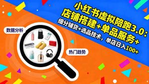 小红书虚拟陪跑3.0：店铺搭建+单品服务+细分铺货+选品技术，单店日入100+-轻创网