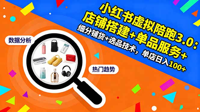 小红书虚拟陪跑3.0:店铺搭建+单品服务+细分铺货+选品技术,单店日入100+-轻创网