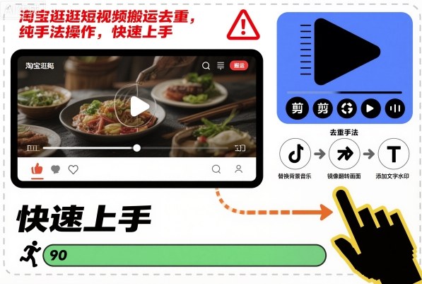淘宝逛逛短视频搬运去重,纯手法操作,快速上手-轻创网