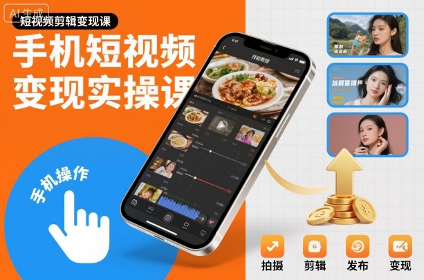 手机短视频变现实操课，短视频剪辑变现课-轻创网