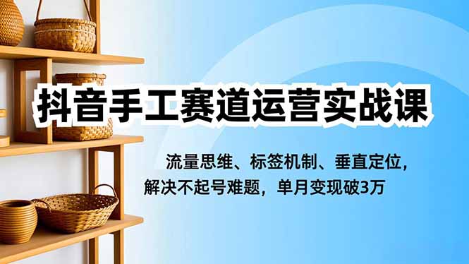 抖音手工赛道运营实战课,流量思维、标签机制、垂直定位,解决不起号难题,单月变现破3万-轻创网
