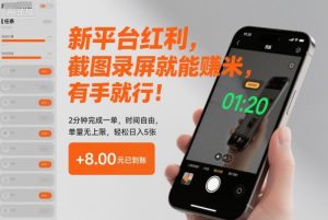 新平台红利，截图录屏就能賺米，有手就行！2分钟完成一单，时间自由，单量无上限，轻松日入5张【揭秘】-轻创网