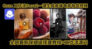 coze智能体sora2一键生成电商带货高端视频工作流保姆级拆解教程，无需剪辑，无需拍摄-轻创网