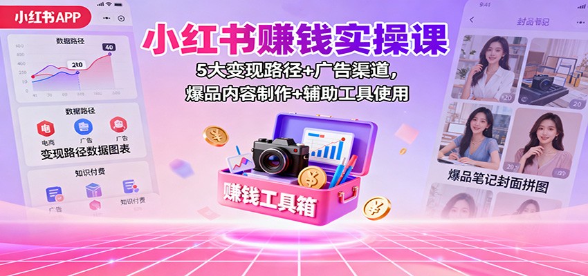 图片[1]-小红书赚钱实操课：5大变现路径+广告渠道，爆品内容制作+辅助工具使用-轻创网