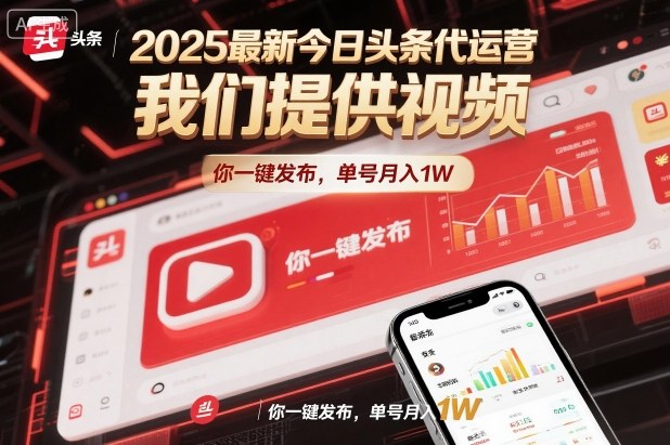 2025最新今日头条代运营,我们提供视频,你一键发布,单号月入1W【揭秘】-轻创网