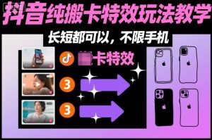 某社群抖音纯搬卡特效玩法教学，长短都可以，不限手机-轻创网