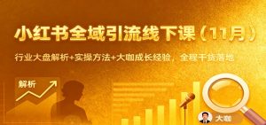 小红书全域引流线下课(11月)：行业大盘解析+实操方法+大咖成长经验，全程干货落地-轻创网