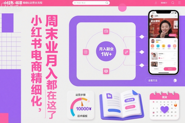 小红书电商精细化运营全流程，周末副业月入1W+，全套方法都在这了-轻创网