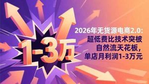 2026年无货源电商2.0：超低费比技术突破自然流天花板，单店月利润1-3万元-轻创网