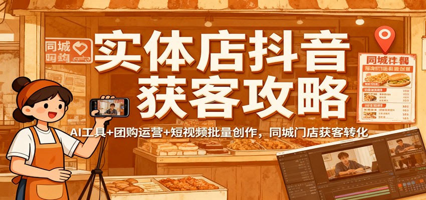 实体店抖音获客攻略：AI工具+团购运营+短视频批量创作，同城门店获客转化-轻创网