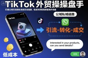 TikTok外贸操盘手，打通公域引流到私域成交全链路，低成本获取高质量海外询盘-轻创网