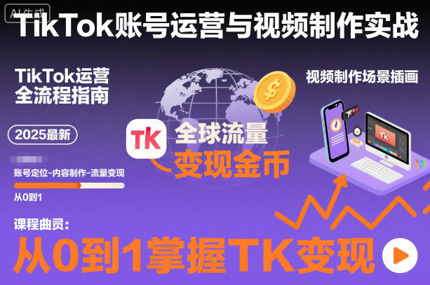 2025最新TikTok账号运营与视频制作实战全流程,从0到1掌握TK变现(含11月最新TK搬运技术)-轻创网