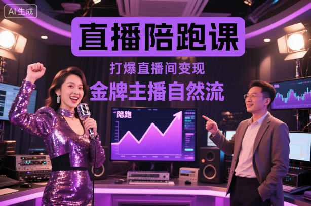 直播陪跑课，金牌主播自然流打爆直播间，复制高变现玩法-轻创网