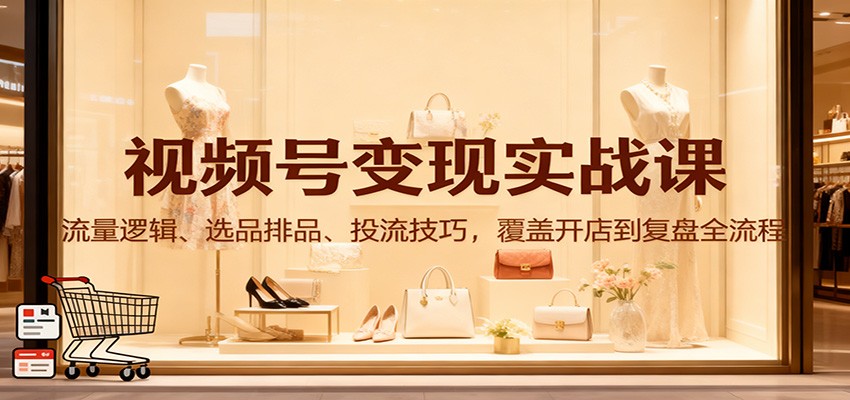 图片[1]-视频号变现实战课：流量逻辑、选品排品、投流技巧，覆盖开店到复盘全流程-轻创网